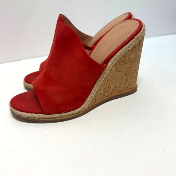 Sigerson Morrison N-Vala Suede Wedge Red Orange Sz. 7.5 - Picture 3 of 8